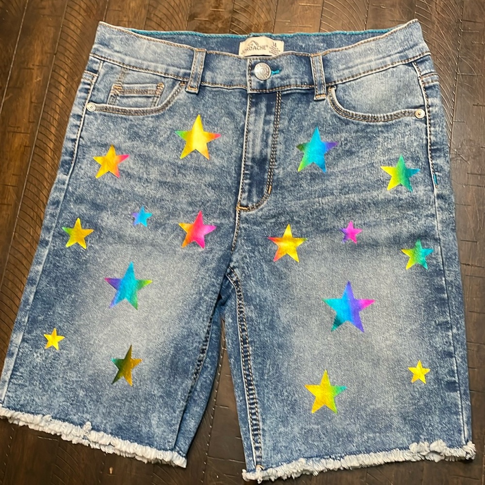 Jordache Rainbow Star Cut-Off Style Girls Size 14